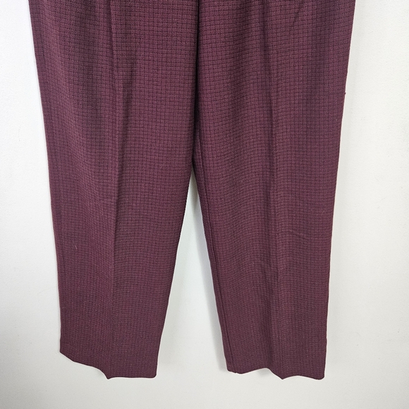 Aritzia Wilfred Effortless Pleated Wide Leg Trouser Pants Sz 6 Plaid Burgundy - Picture 3 of 10